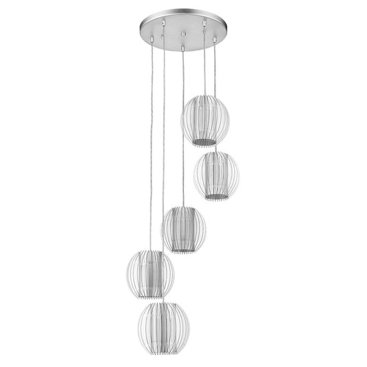 5 Light Pendant, Silver