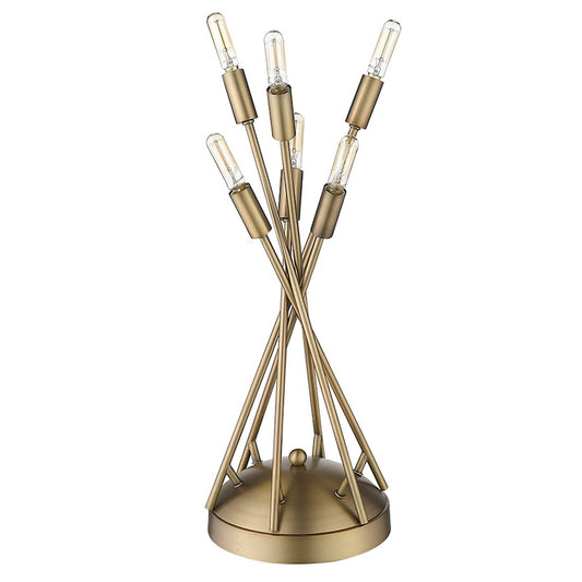 Perret 6 Light Table Lamp, Aged Brass