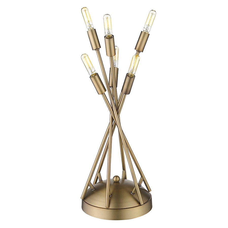 Perret 6 Light Table Lamp, Aged Brass