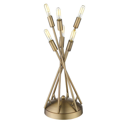 Perret 6 Light Table Lamp, Aged Brass