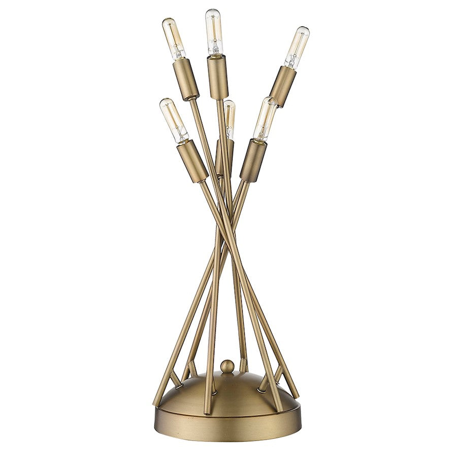 Perret 6 Light Table Lamp, Aged Brass