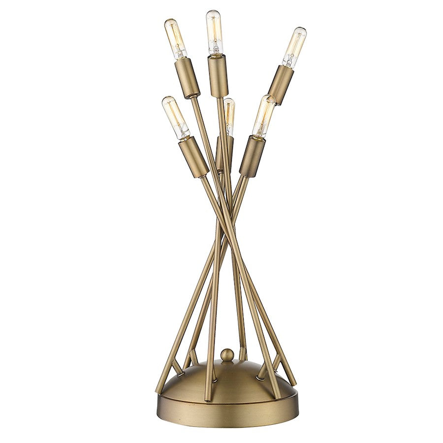Perret 6 Light Table Lamp, Aged Brass