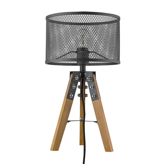 Capprice Table Lamp, Black/Black Iron Mesh Drum