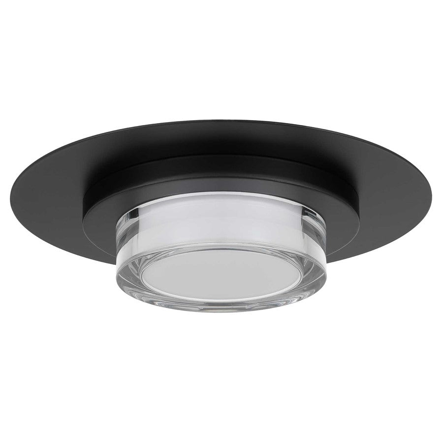 Alteck Plate 12in 1-Light Outdoor Flush Mount | Contemporary Sand Black and Clear Acrylic | Entryway & Patio | Model AFM0012-3CCT-W-BK