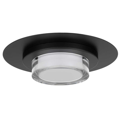 Alteck Plate 12in 1-Light Outdoor Flush Mount | Contemporary Sand Black and Clear Acrylic | Entryway & Patio | Model AFM0012-3CCT-W-BK