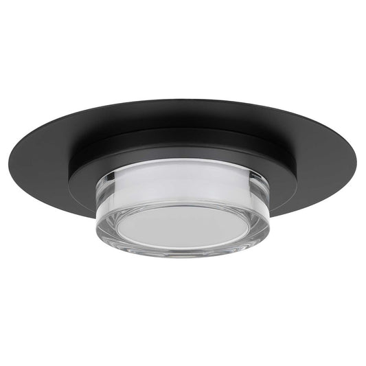 Alteck Plate 12in 1-Light Outdoor Flush Mount | Contemporary Sand Black and Clear Acrylic | Entryway & Patio | Model AFM0012-3CCT-W-BK
