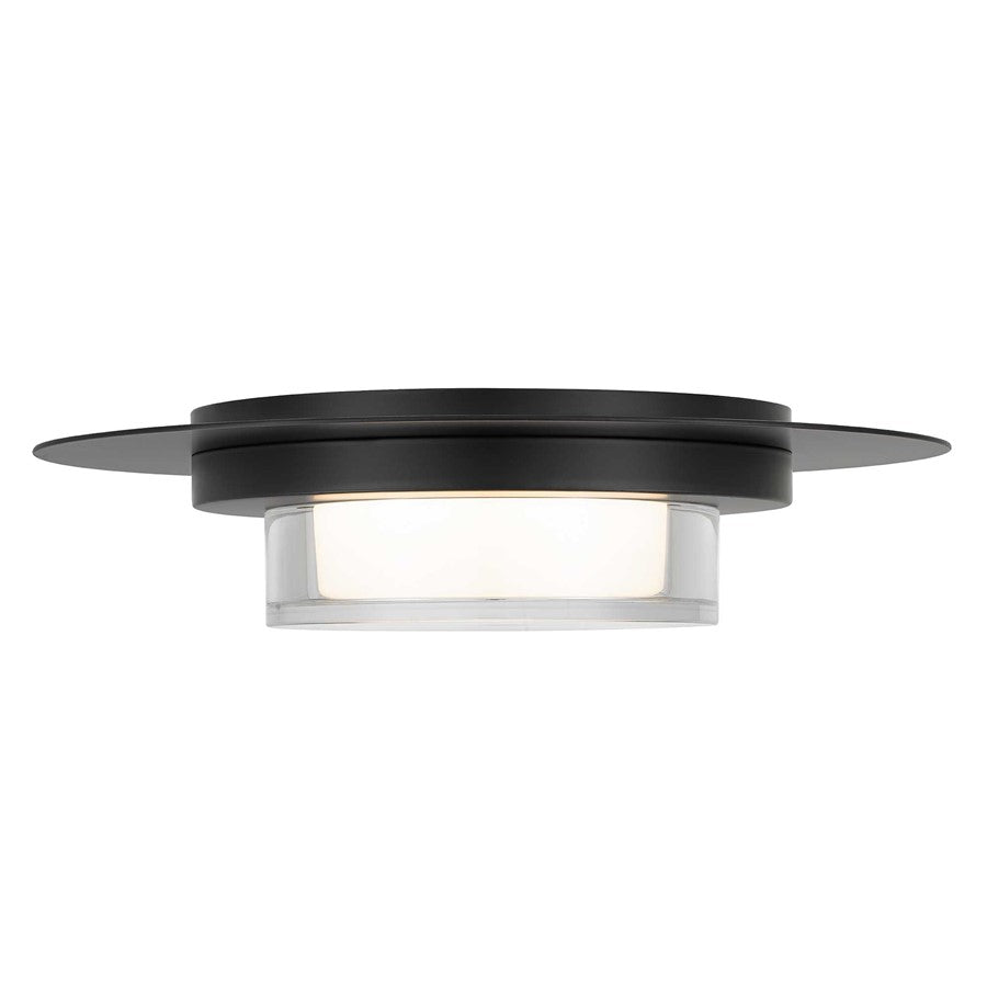 Alteck Plate 12in 1-Light Outdoor Flush Mount | Contemporary Sand Black and Clear Acrylic | Entryway & Patio | Model AFM0012-3CCT-W-BK