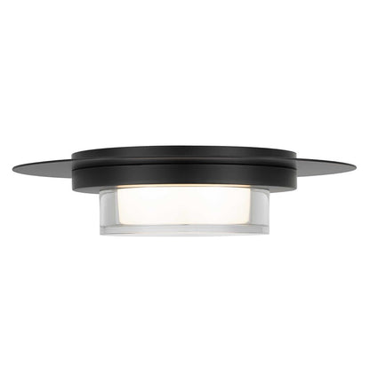 Alteck Plate 12in 1-Light Outdoor Flush Mount | Contemporary Sand Black and Clear Acrylic | Entryway & Patio | Model AFM0012-3CCT-W-BK