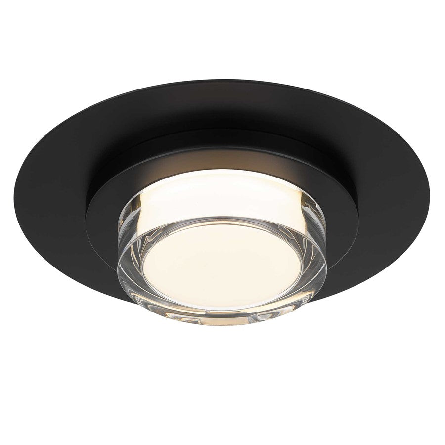 Alteck Plate 12in 1-Light Outdoor Flush Mount | Contemporary Sand Black and Clear Acrylic | Entryway & Patio | Model AFM0012-3CCT-W-BK