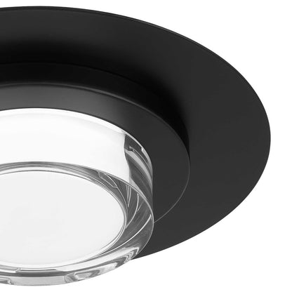 Alteck Plate 12in 1-Light Outdoor Flush Mount | Contemporary Sand Black and Clear Acrylic | Entryway & Patio | Model AFM0012-3CCT-W-BK