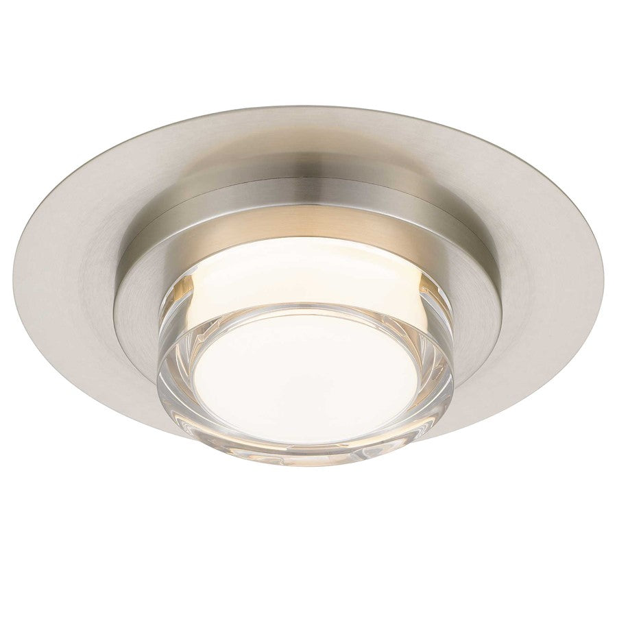 Alteck Plate 12in LED Outdoor Flush Mount | Contemporary Brushed Stainless Steel and Clear Acrylic | Entryway & Patio | Model AFM0012-3CCT-W-BSS