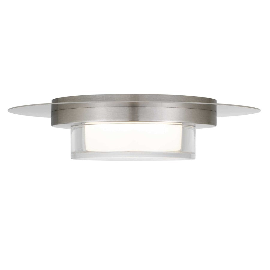 Alteck Plate 12in LED Outdoor Flush Mount | Contemporary Brushed Stainless Steel and Clear Acrylic | Entryway & Patio | Model AFM0012-3CCT-W-BSS