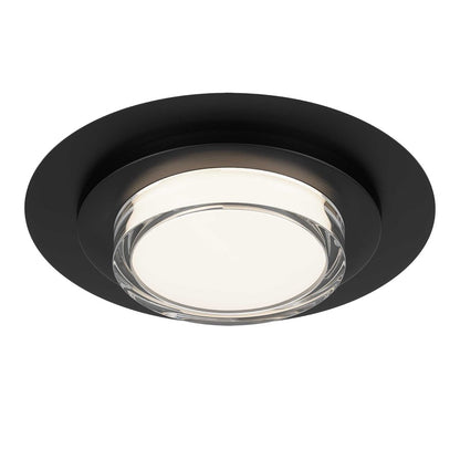 Alteck Plate 16in 1-Light LED Outdoor Flush Mount | Contemporary Sand Black Stainless Steel and Clear Acrylic | Patio | Model AFM0013-3CCT-W-BK