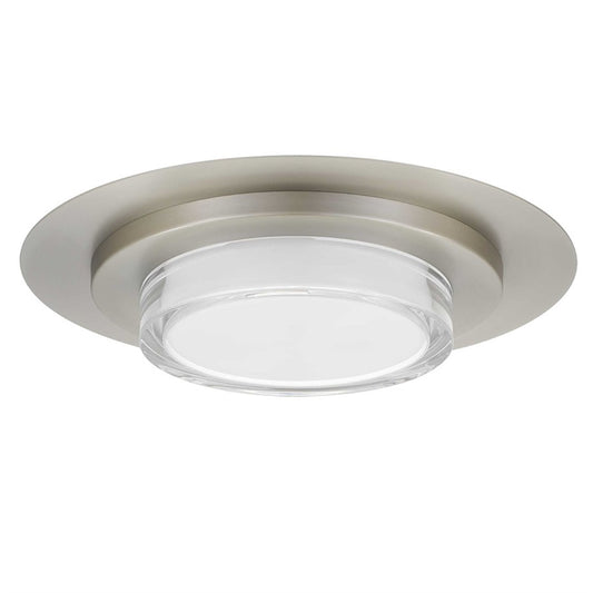 Alteck Plate 16in 1-Light LED Outdoor Flush Mount | Contemporary Brushed Stainless Steel and Acrylic | Covered Patio | Model AFM0013-3CCT-W-BSS
