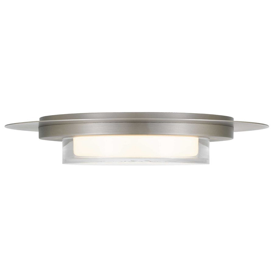 Alteck Plate 16in 1-Light LED Outdoor Flush Mount | Contemporary Brushed Stainless Steel and Acrylic | Covered Patio | Model AFM0013-3CCT-W-BSS