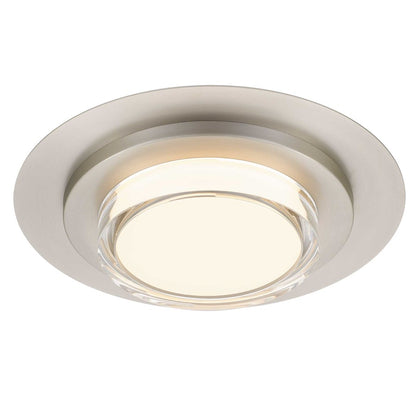 Alteck Plate 16in 1-Light LED Outdoor Flush Mount | Contemporary Brushed Stainless Steel and Acrylic | Covered Patio | Model AFM0013-3CCT-W-BSS