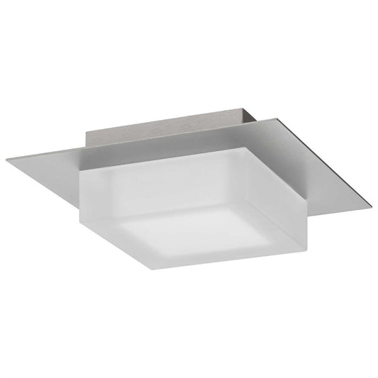 Alteck Foursquare 8in 1-Light Outdoor Flush Mount | Contemporary Brushed Stainless Steel and Etched Acrylic | Covered | Model AFM0014-3CCT-W-BSS