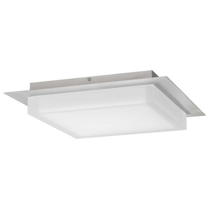 Alteck Foursquare 14in 1-Light LED Outdoor Flush Mount | Contemporary Brushed Stainless Steel and Acrylic | Covered Patio | Model AFM0015-3CCT-W-BSS