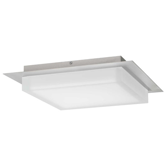Alteck Foursquare 14in 1-Light LED Outdoor Flush Mount | Contemporary Brushed Stainless Steel and Acrylic | Covered Patio | Model AFM0015-3CCT-W-BSS