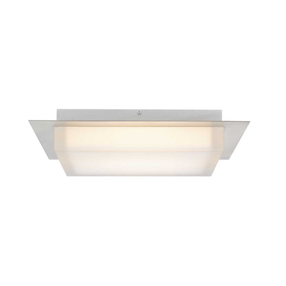 Alteck Foursquare 14in 1-Light LED Outdoor Flush Mount | Contemporary Brushed Stainless Steel and Acrylic | Covered Patio | Model AFM0015-3CCT-W-BSS