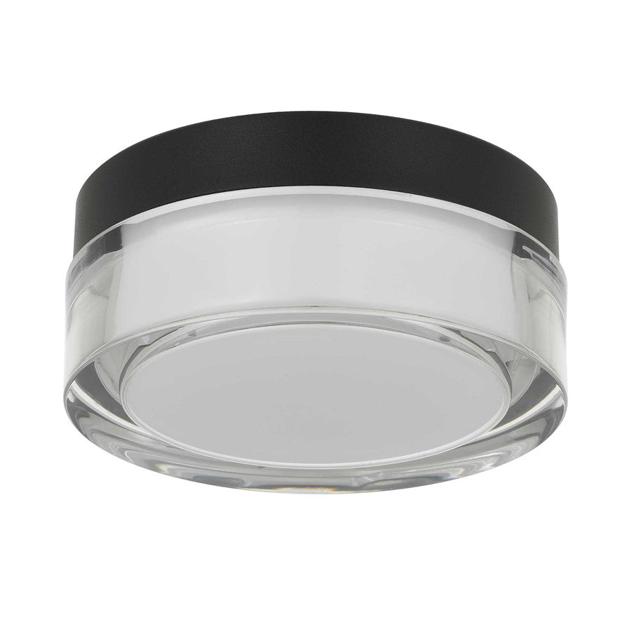 Alteck Sunspot 6in 1-Light Outdoor Flush Mount | Contemporary Sand Black Stainless Steel and Clear Acrylic | Porch | Model AFM0016-3CCT-W-BK