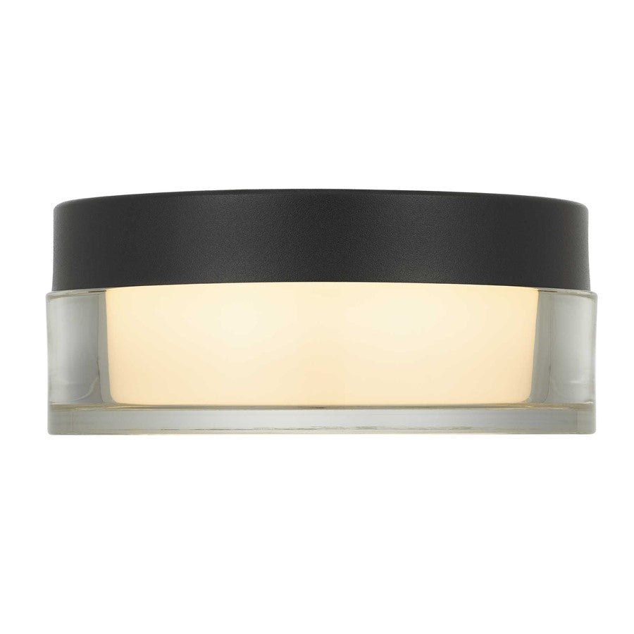 Alteck Sunspot 6in 1-Light Outdoor Flush Mount | Contemporary Sand Black Stainless Steel and Clear Acrylic | Porch | Model AFM0016-3CCT-W-BK