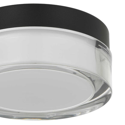 Alteck Sunspot 6in 1-Light Outdoor Flush Mount | Contemporary Sand Black Stainless Steel and Clear Acrylic | Porch | Model AFM0016-3CCT-W-BK