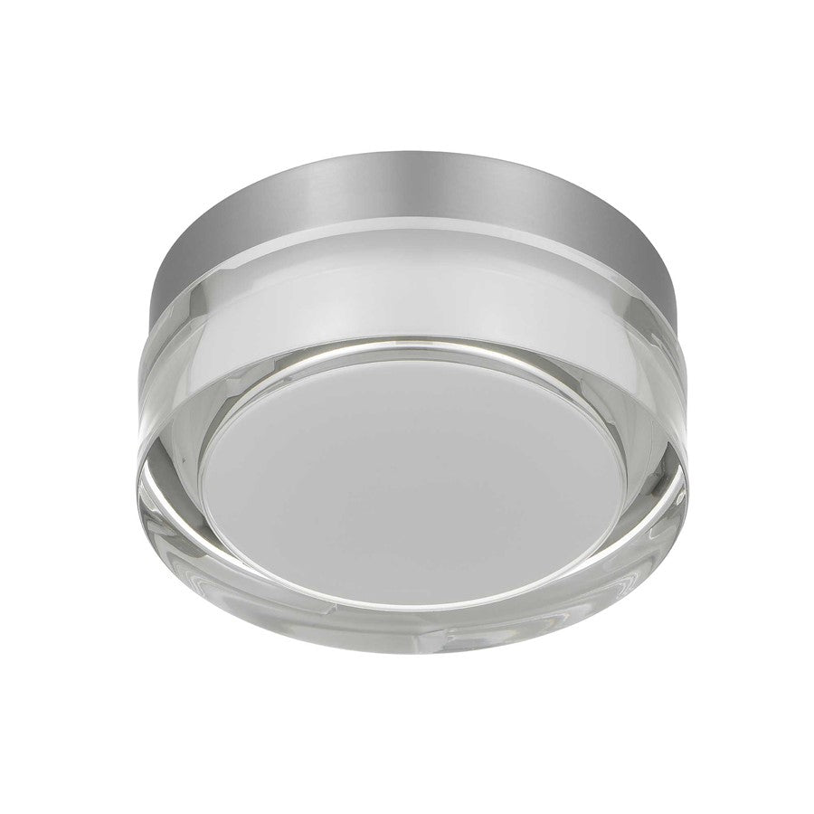 Alteck Sunspot 6in 1-Light Outdoor Flush Mount | Contemporary Brushed Stainless Steel and Clear Acrylic | Covered Patio | Model AFM0016-3CCT-W-BSS
