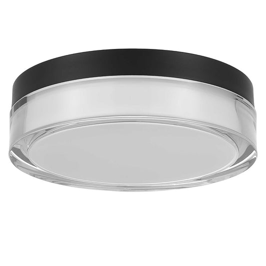 Alteck Sunspot 9in 1-Light LED Outdoor Flush Mount | Minimalist Sand Black Stainless Steel and Clear Acrylic | Porch | Model AFM0017-3CCT-W-BK