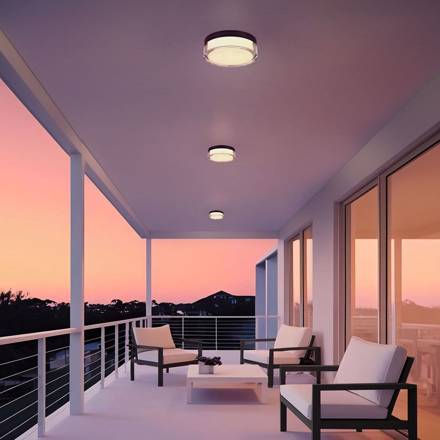 Alteck Sunspot 9" LED Outdoor Flush Mount, Sand Black