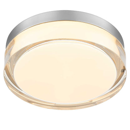 Alteck Sunspot 9in 1-Light Outdoor Flush Mount | Contemporary Brushed Stainless Steel and Clear Acrylic | Entryway | Model AFM0017-3CCT-W-BSS