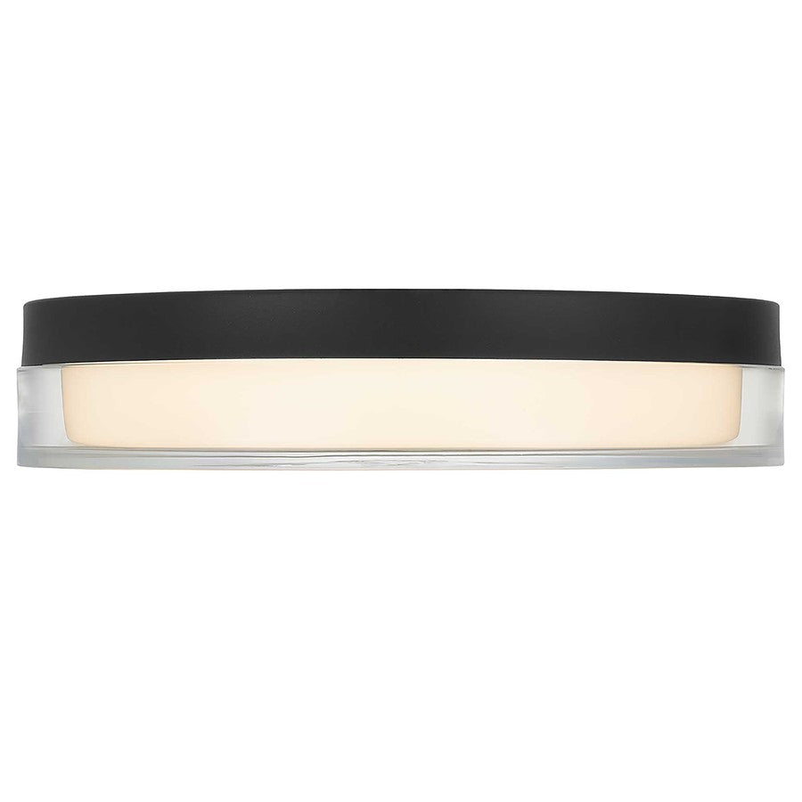 Alteck Sunspot 12in 1-Light Outdoor Flush Mount | Minimalist Sand Black and Frosted Acrylic | Hallway & Covered Patio | Model AFM0018-3CCT-W-BK