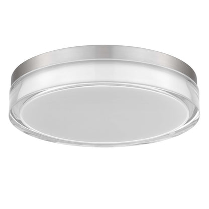 Alteck Sunspot 12in 1-Light LED Outdoor Flush Mount | Contemporary Brushed Stainless Steel and Frosted Acrylic | Entryway | Model AFM0018-3CCT-W-BSS
