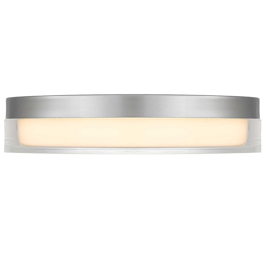 Alteck Sunspot 12in 1-Light LED Outdoor Flush Mount | Contemporary Brushed Stainless Steel and Frosted Acrylic | Entryway | Model AFM0018-3CCT-W-BSS