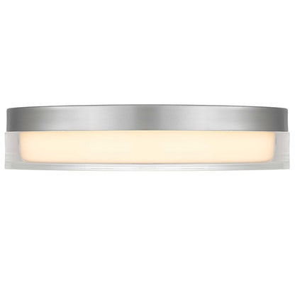 Alteck Sunspot 12in 1-Light LED Outdoor Flush Mount | Contemporary Brushed Stainless Steel and Frosted Acrylic | Entryway | Model AFM0018-3CCT-W-BSS