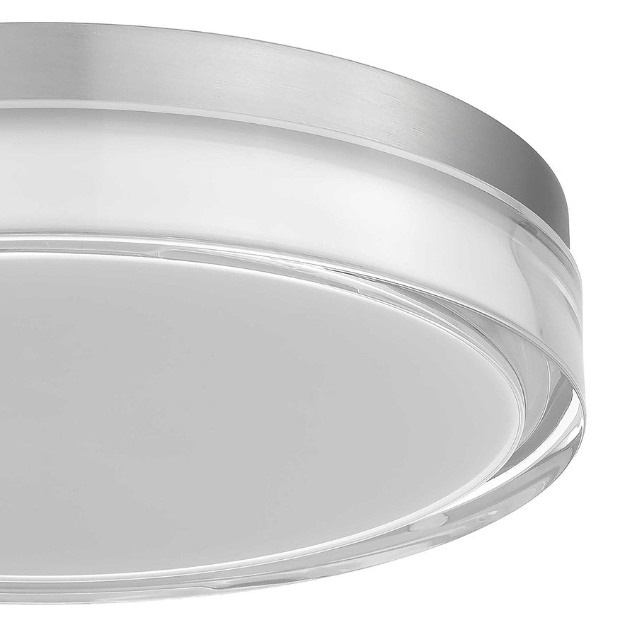 Alteck Sunspot 12in 1-Light LED Outdoor Flush Mount | Contemporary Brushed Stainless Steel and Frosted Acrylic | Entryway | Model AFM0018-3CCT-W-BSS