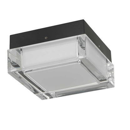 Alteck Box 5in 1-Light LED Outdoor Flush Mount | Contemporary Sand Black Stainless Steel and Acrylic | Covered Patio | Model AFM0019-3CCT-W-BK