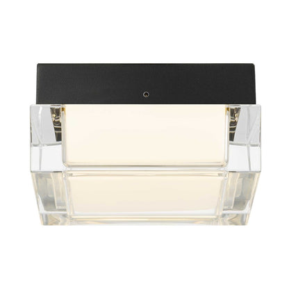 Alteck Box 5in 1-Light LED Outdoor Flush Mount | Contemporary Sand Black Stainless Steel and Acrylic | Covered Patio | Model AFM0019-3CCT-W-BK