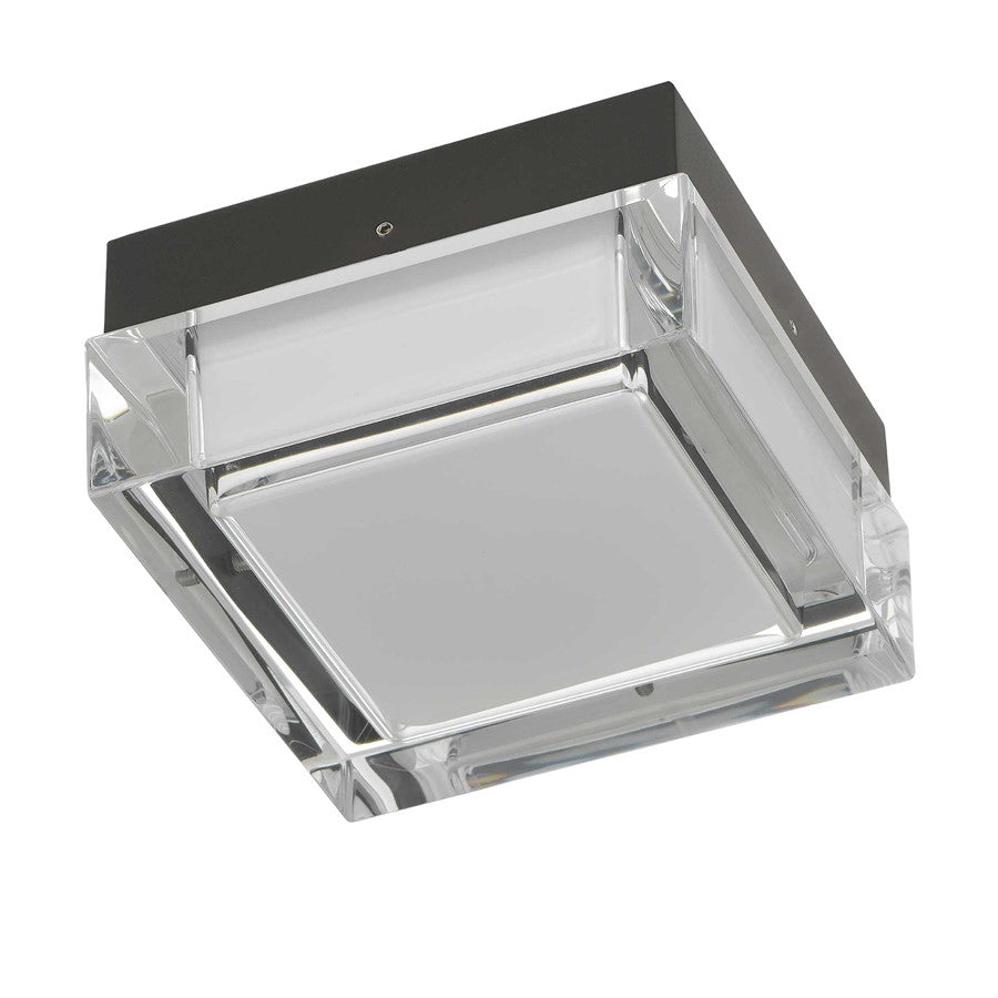 Alteck Box 5in 1-Light LED Outdoor Flush Mount | Contemporary Sand Black Stainless Steel and Acrylic | Covered Patio | Model AFM0019-3CCT-W-BK