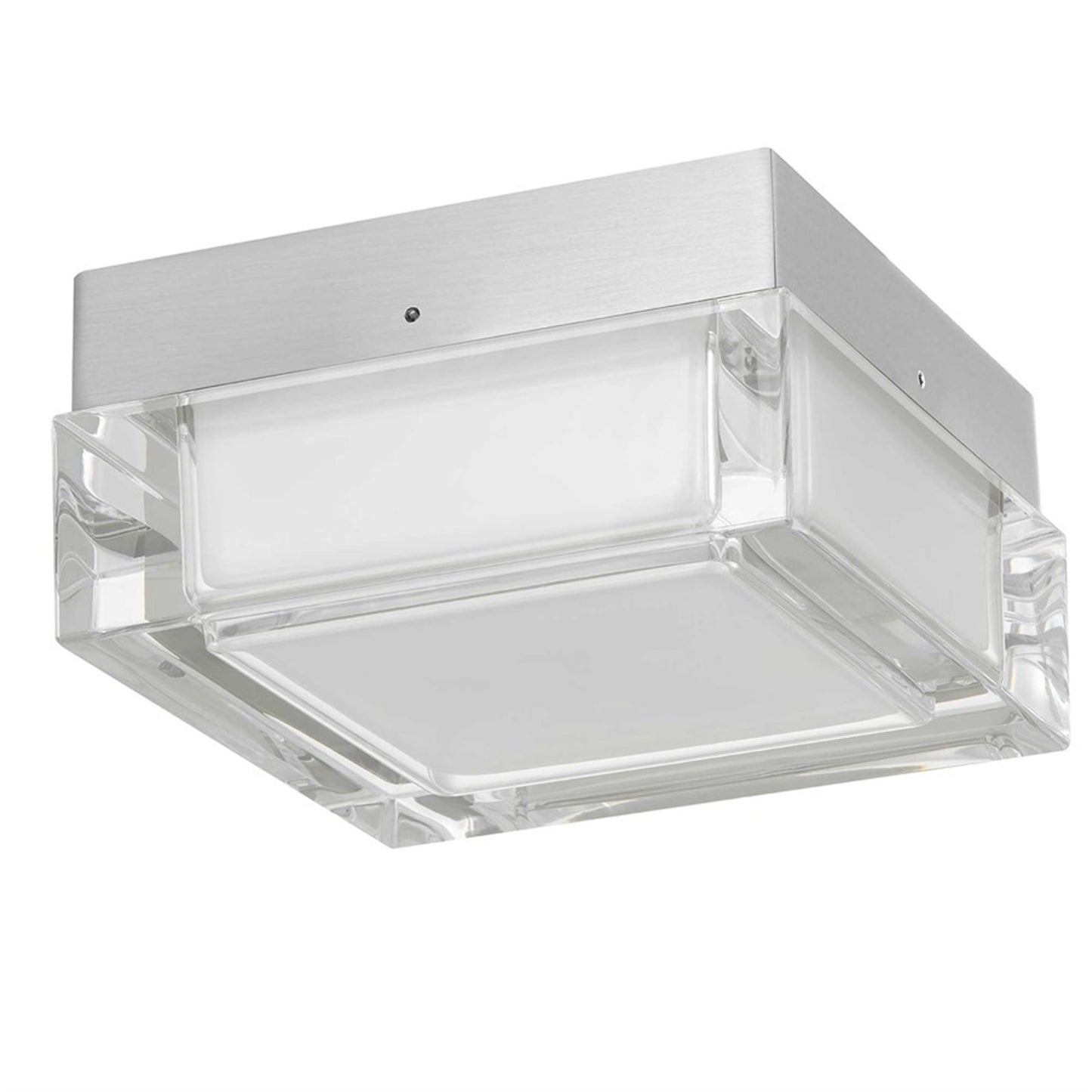 Alteck Box 5in 1-Light LED Outdoor Flush Mount | Contemporary Brushed Stainless Steel and Clear Acrylic | Entryway & Patio | Model AFM0019-3CCT-W-BSS