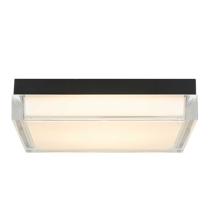 Alteck Box 11in 1-Light Outdoor Flush Mount | Contemporary Sand Black Stainless Steel and Clear Acrylic | Covered Patio | Model AFM0021-3CCT-W-BK