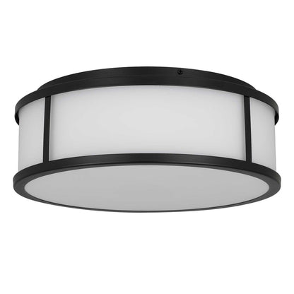 Alteck Panel Rnd 14" LED Outdoor Mount, Black/Etched, Black - AFM0023-3CCT-W-BK