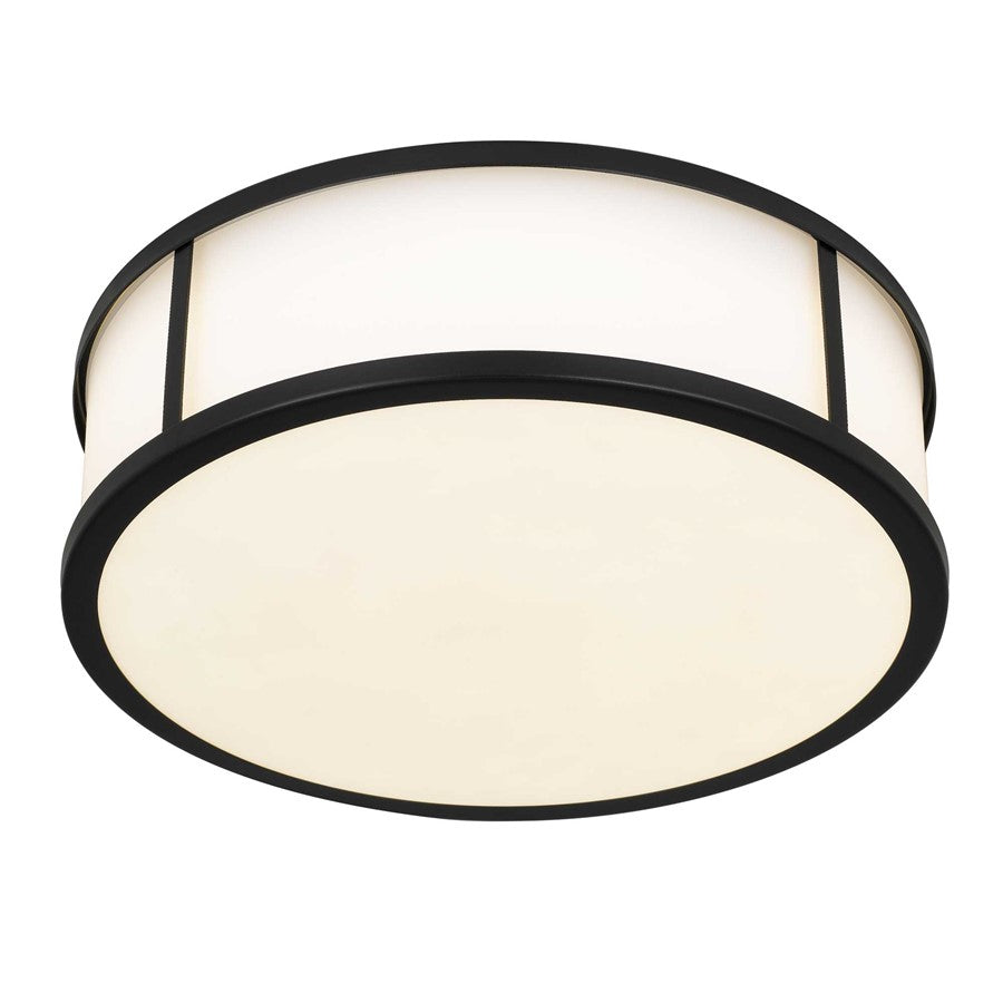 Alteck Panel Round 14in 1-Light LED Outdoor Flush Mount | Contemporary Sand Black Stainless Steel | Covered Patio | Model AFM0023-3CCT-W-BK