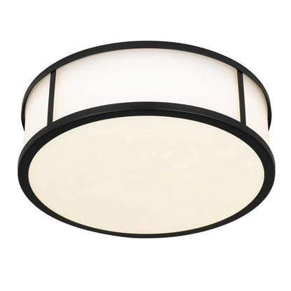 Alteck Panel Round 14in 1-Light LED Outdoor Flush Mount | Contemporary Sand Black Stainless Steel | Covered Patio | Model AFM0023-3CCT-W-BK