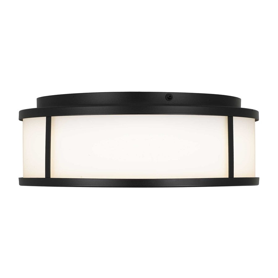 Alteck Panel Round 14in 1-Light LED Outdoor Flush Mount | Contemporary Sand Black Stainless Steel | Covered Patio | Model AFM0023-3CCT-W-BK