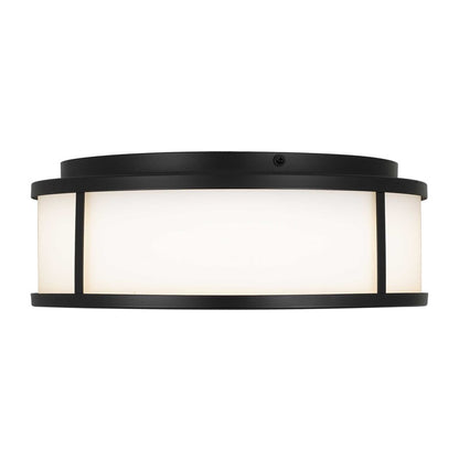 Alteck Panel Round 14in 1-Light LED Outdoor Flush Mount | Contemporary Sand Black Stainless Steel | Covered Patio | Model AFM0023-3CCT-W-BK