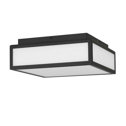 Alteck Panel Square 10in 1-Light LED Outdoor Flush Mount | Contemporary Sand Black Stainless Steel | Entryway & Patio | Model AFM0024-3CCT-W-BK