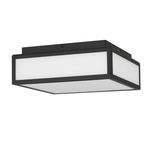 Alteck Panel Square 10in 1-Light LED Outdoor Flush Mount | Contemporary Sand Black Stainless Steel | Entryway & Patio | Model AFM0024-3CCT-W-BK