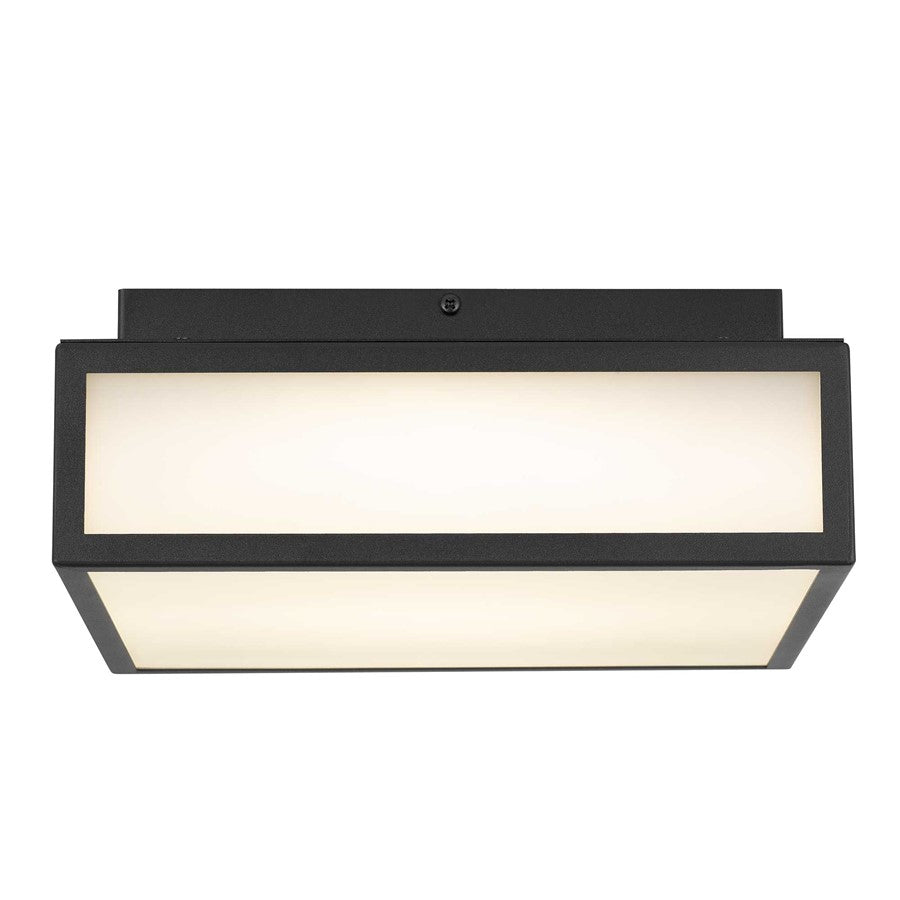 Alteck Panel Square 10in 1-Light LED Outdoor Flush Mount | Contemporary Sand Black Stainless Steel | Entryway & Patio | Model AFM0024-3CCT-W-BK