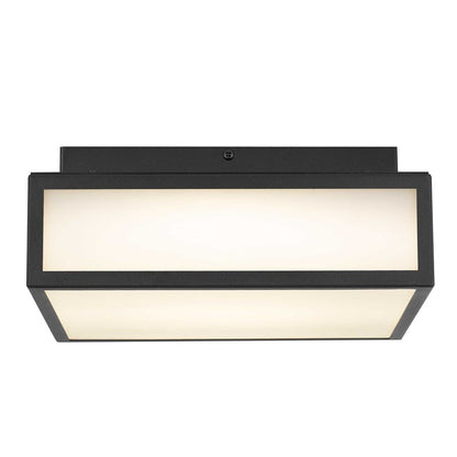 Alteck Panel Square 10in 1-Light LED Outdoor Flush Mount | Contemporary Sand Black Stainless Steel | Entryway & Patio | Model AFM0024-3CCT-W-BK